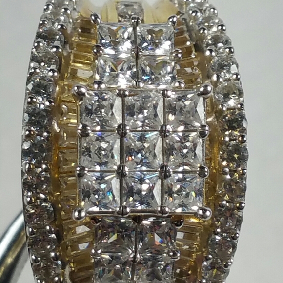 DESIGNER SJ CZ GOLD PLATE STERLING SILVER RING - Picture 8 of 8